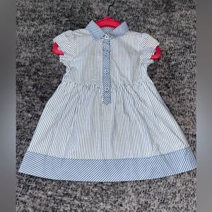 New Super Cute Carters Collared Blue & White Striped Baby Girl Dress 9M